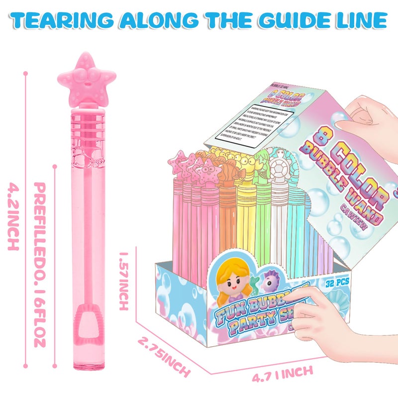 Cawiew 32 Pcs Mermaid Bubbles for Kids with Display Box  8 Color Mini Pastel Bubble Wand for Mermaid Birthday Decorations  Ocean Party Favors  Goody Bag Stuffer  Under The Sea Animal Gift for Girls Toddlers - Image 2